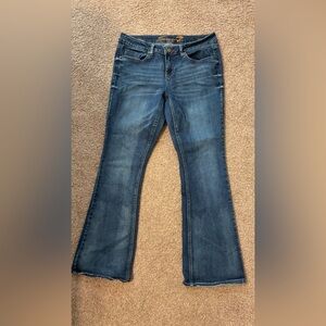 Seven7 Classic Blue Wide Leg Jeans size 12 low waist fit 31-32 in length
